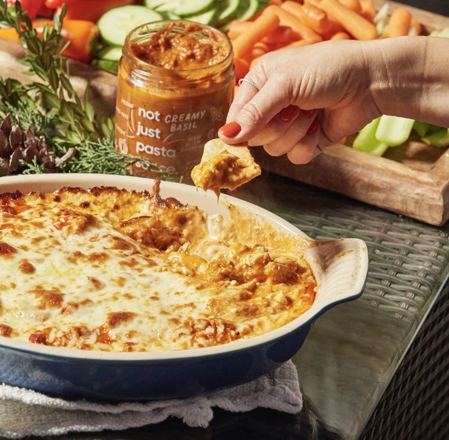 Image of Buffalo Chicken Dip with Not Just Creamy Basil Sauce