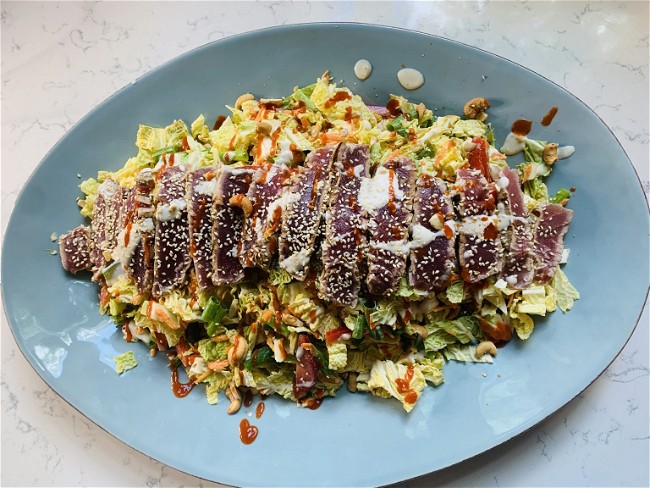 Image of Grilled Ahi Tuna with Summer Slaw and Not Just Salad Dressing