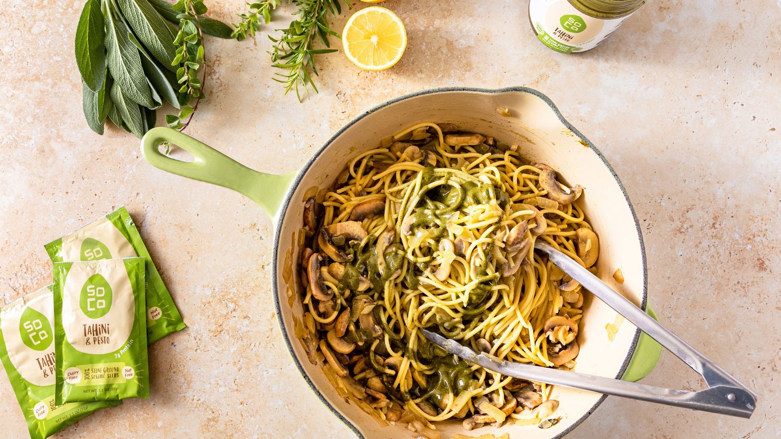 Image of Tahini & Pesto Mushroom Pasta Sauce