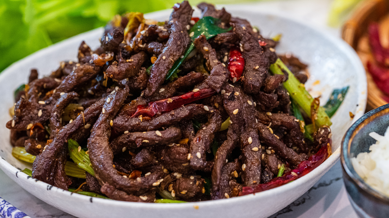 Image of Ganbian Beef / Stir-Fry Beef w/ Celery Recipe (干煸牛肉)