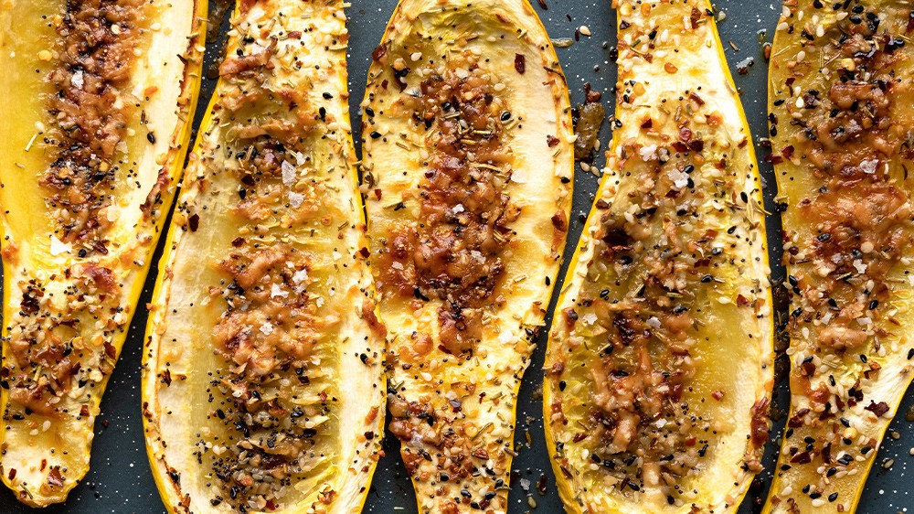 Image of Cheesy Everything Sprinkle Squash Boats