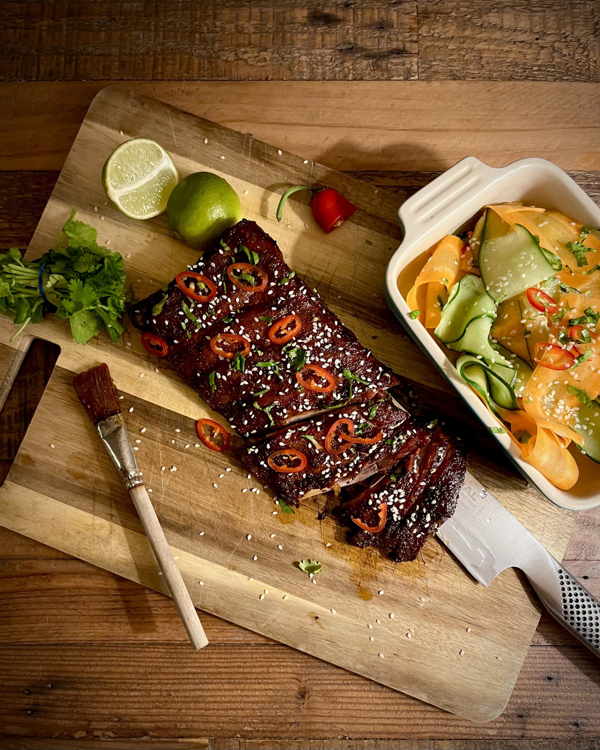 Chinese style wood smoked baby back ribs