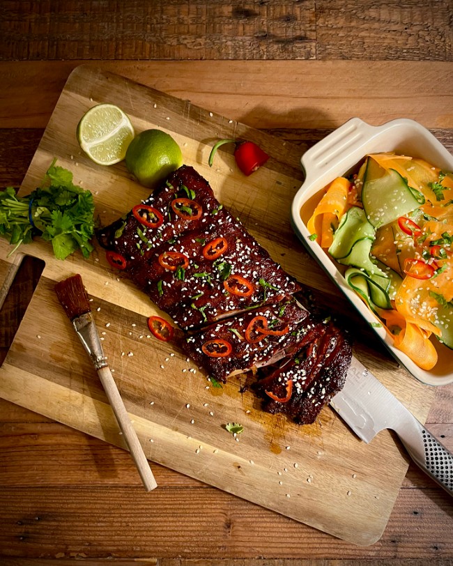 Image of Chinese style wood smoked baby back ribs