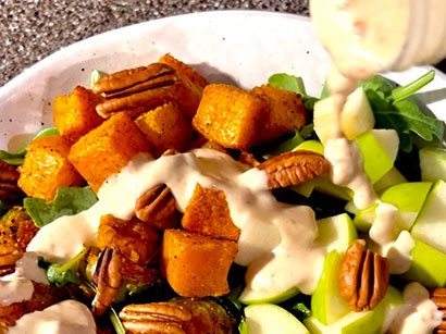 Image of Harvest Chicken & Butternut Bowl with Honey Mustard Dressing