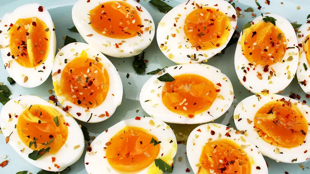 Image of Soft Boiled Eggs with Garden Veggie
