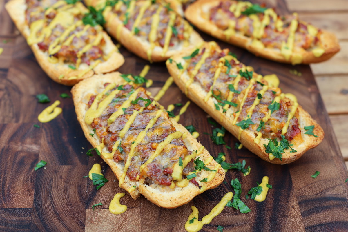 Beer Brat Stuffed French Bread