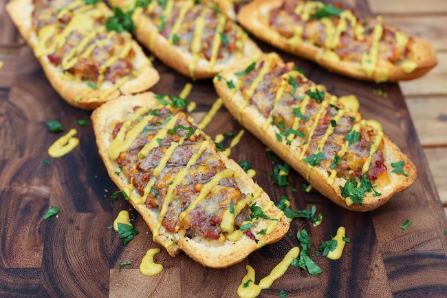 Image of Beer Brat Stuffed French Bread