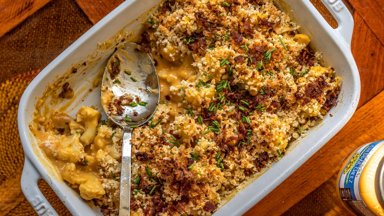 Image of Baked Cauliflower Mac and Cheese with Bacon