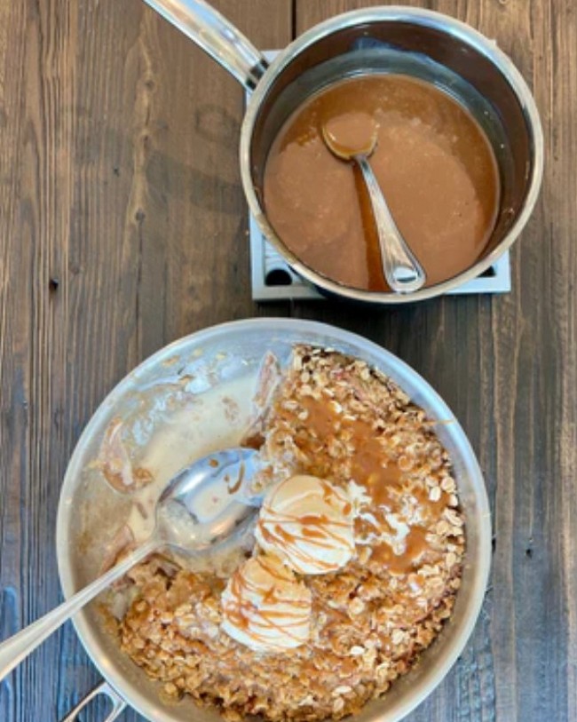 Image of Skillet Apple Crisp with Salted Caramel Drizzle