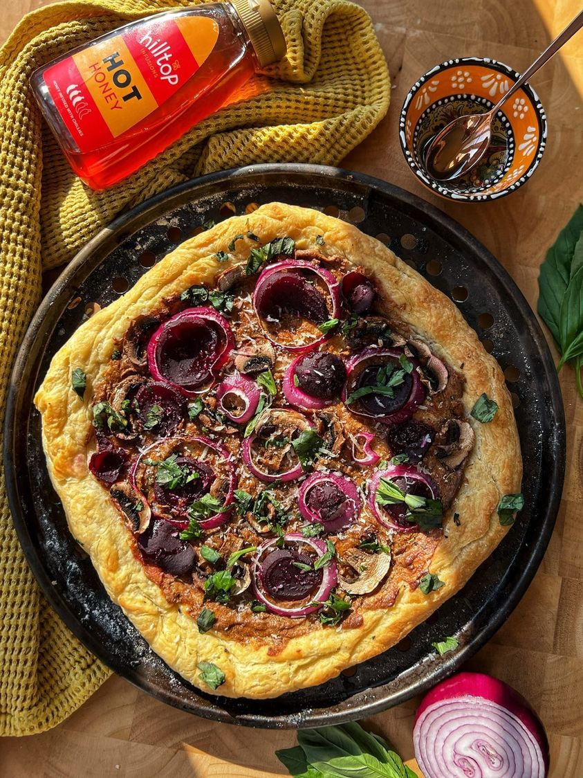 Beetroot Pizza With Hot Honey