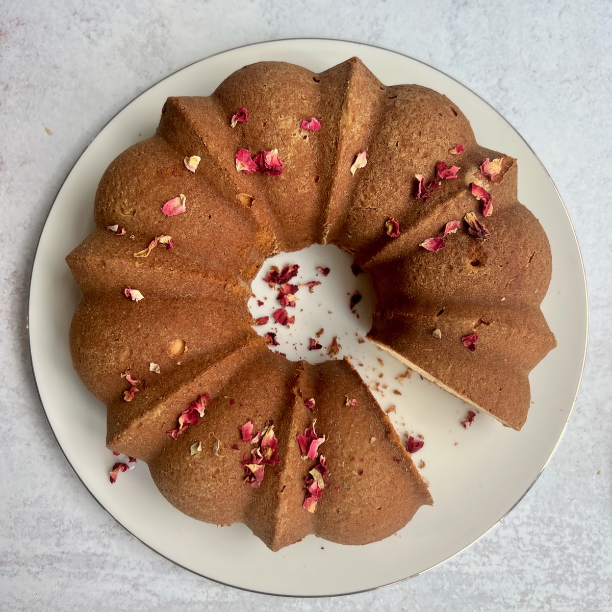 Orange Flower Chiffon Cake with Sesame Cardamom Streusel