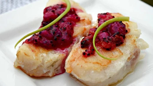 Image of Atlantic Cod with Dragon Fruit Coulis
