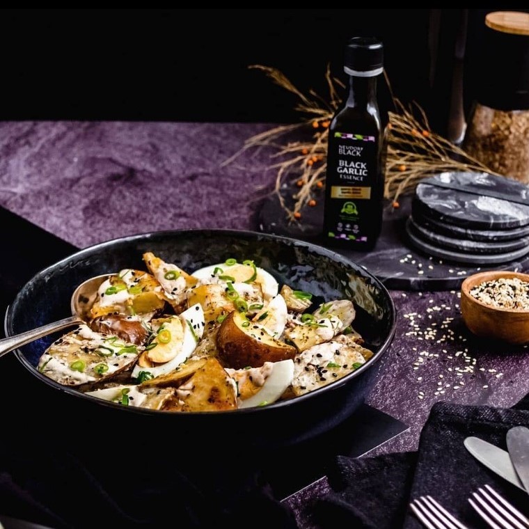Roast Potato Salad and Black Garlic Sour Cream