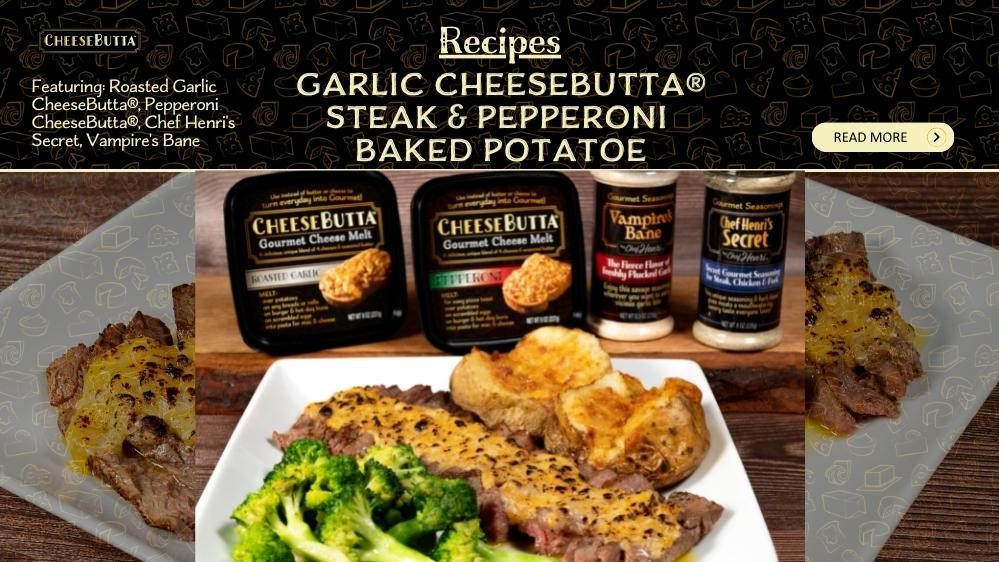 Image of Roasted Garlic CheeseButta® Steak & Pepperoni CheeseButta® Baked Potato