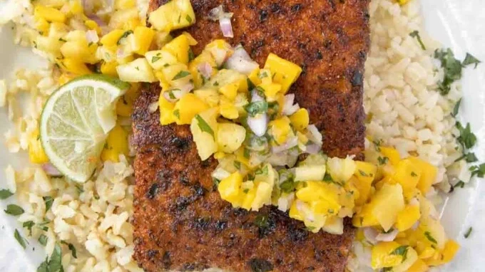 Image of Pan-Seared Seasoned Salmon with Mango Salsa