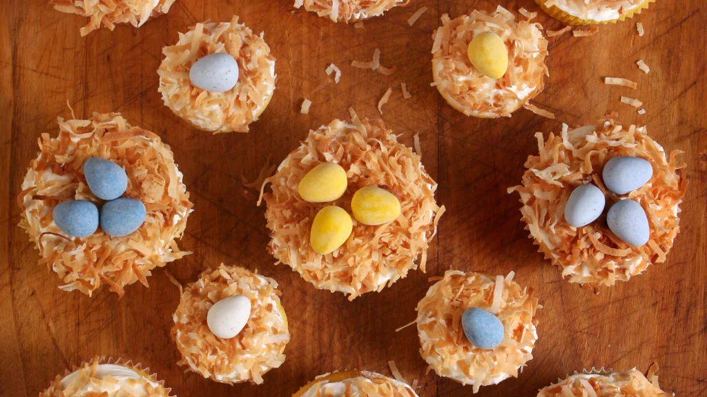 Image of Bird’s Nest Coconut Carrot Cupcakes