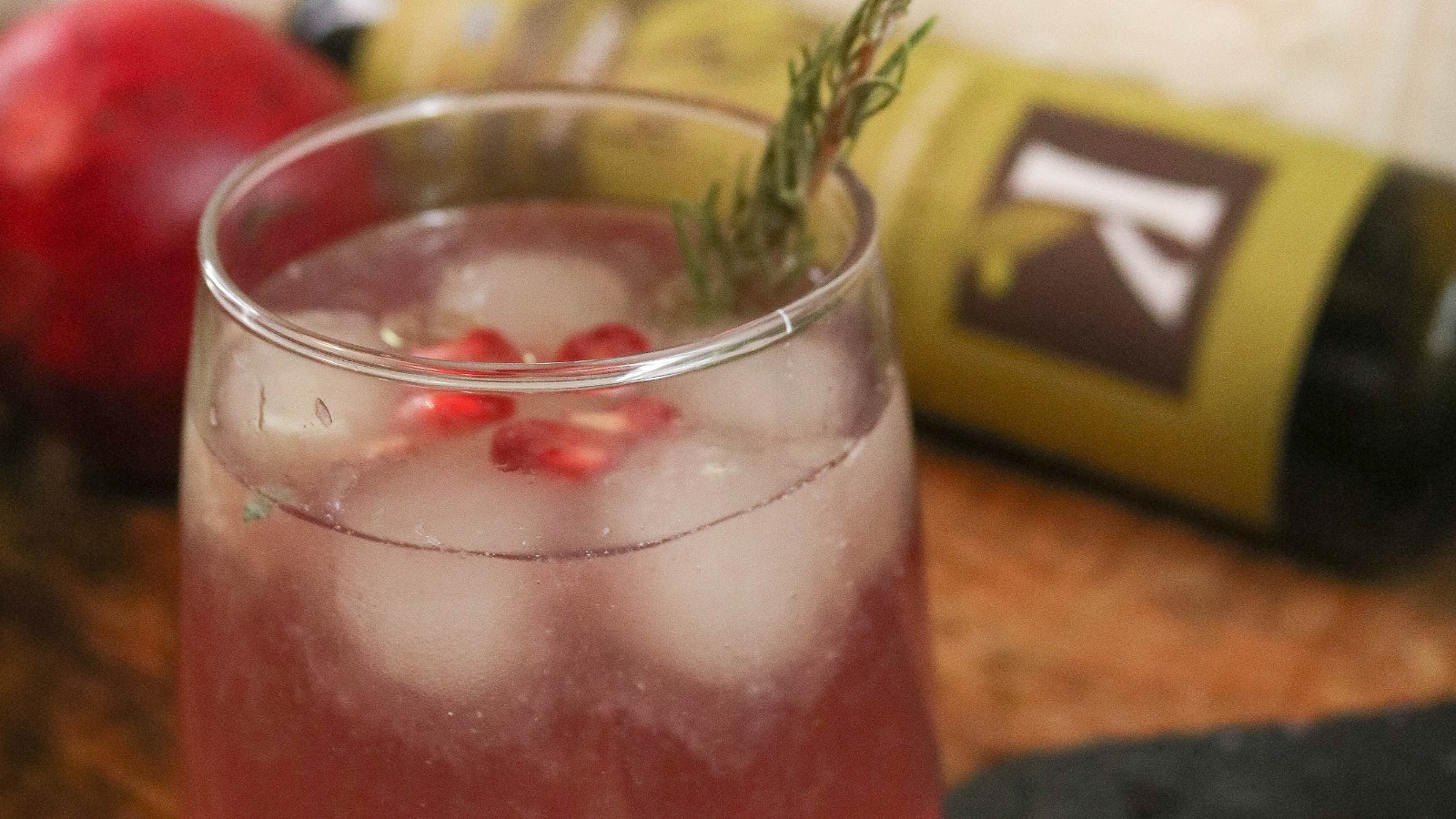 Image of Recipe-131-Pomegrante & Rosemary White Sangria with Olive Oil Drops