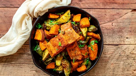 Image of Moroccan Spiced Salmon with Roasted Winter Vegetables