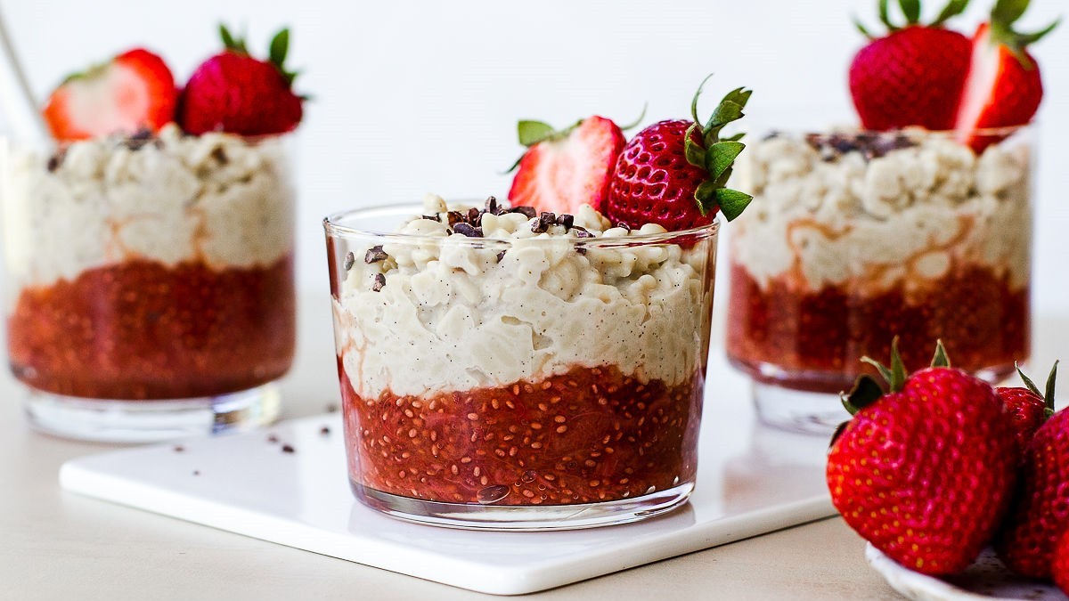 Image of Strawberry Rhubarb Rice Pudding