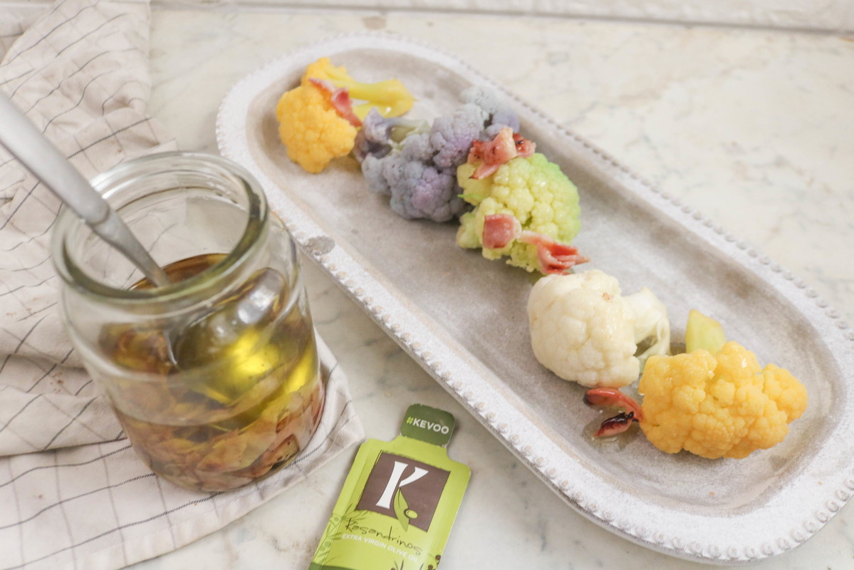 Recipe-253-Rainbow Cauliflower with Bacon Flavored Evoo