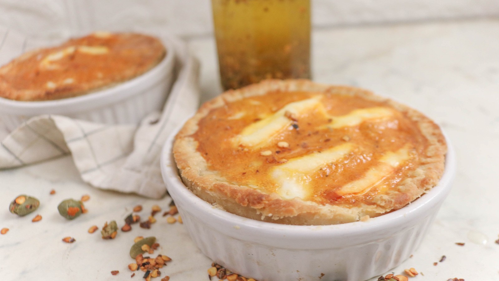 Image of Recipe-270-Halloumi Tarts with Caper and Chilli Dressing