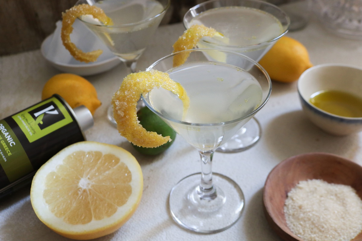 Recipe-334-Lemon Drop Martini with Olive Oil-Sugar Coated Lemon Peels