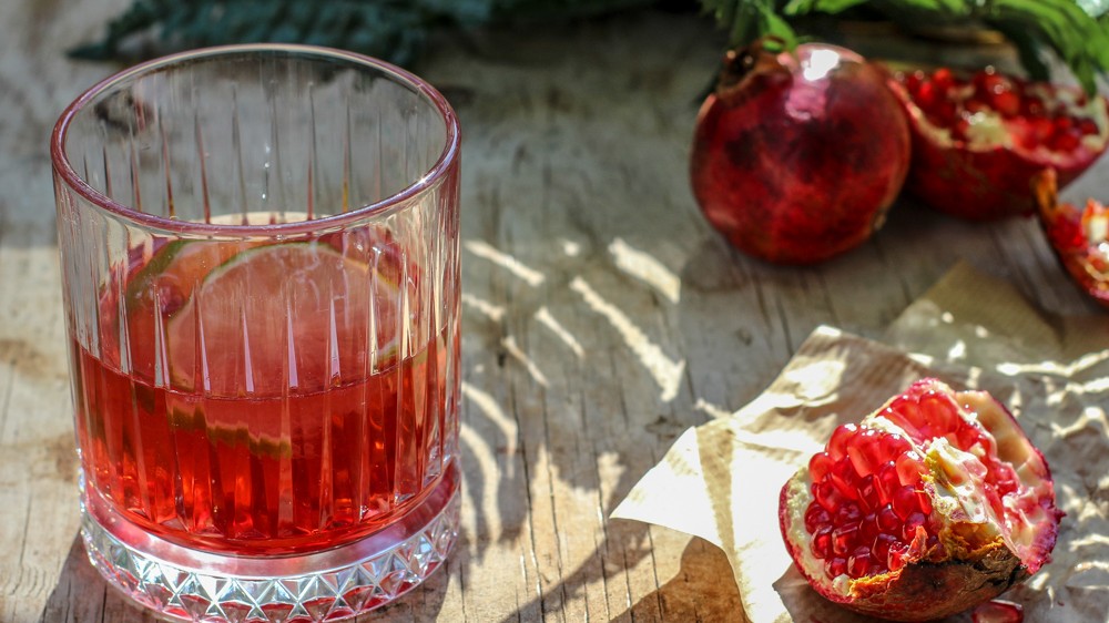 Image of Recipe-348-Pomegranate Vodka Gimlet with Olive Oil