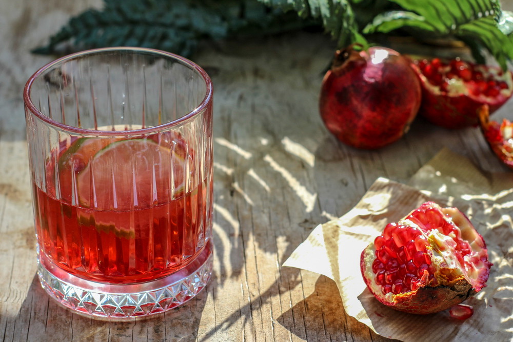 Recipe-348-Pomegranate Vodka Gimlet with Olive Oil