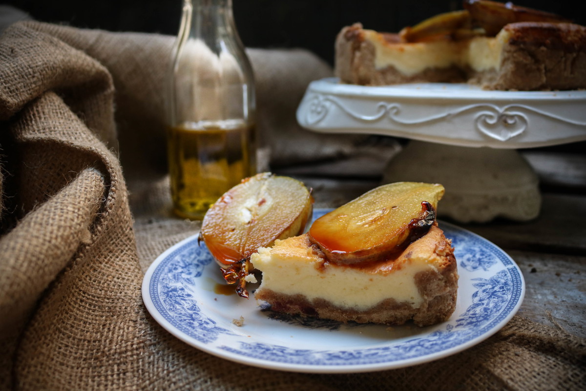 Recipe-76-Olive Oil and Caramelized Pears Cheesecake