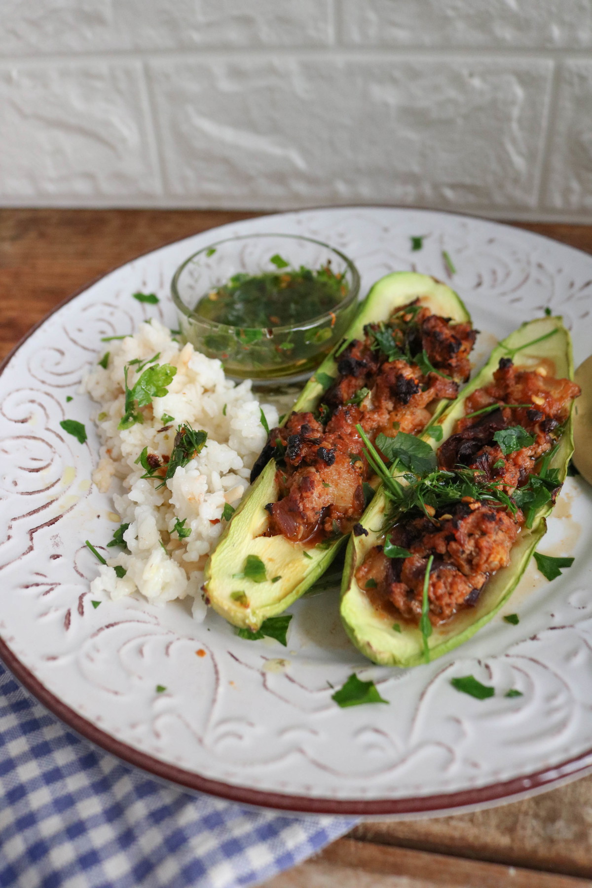 Recipe-85-Stuffed Zucchini with Olive Oil Herb Sauce
