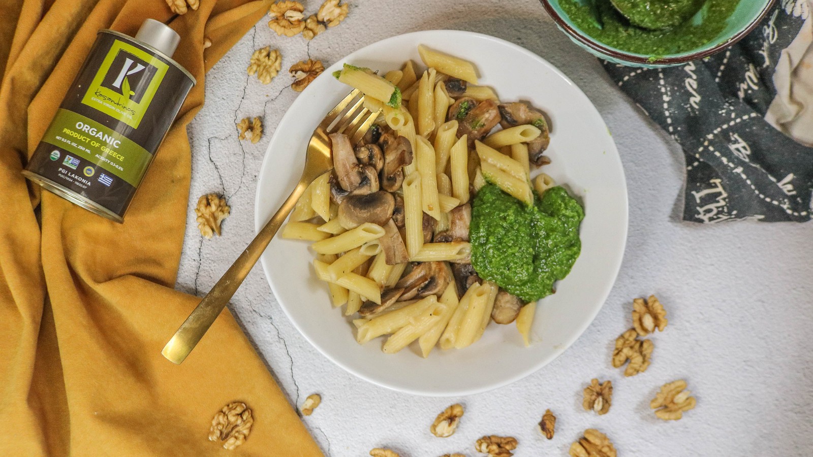 Image of Recipe-214-Mushroom Penne with Walnut Pesto