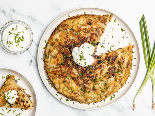 Crispy Hash Brown Cake with Potato Slayer