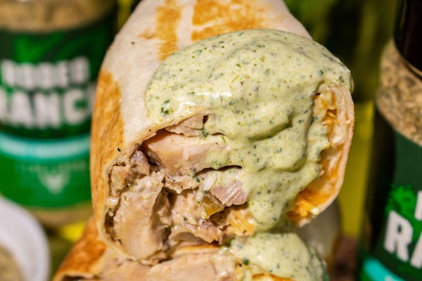 Image of Smoked Chicken & Green Chile Burrito with Poblano Ranch Dressing