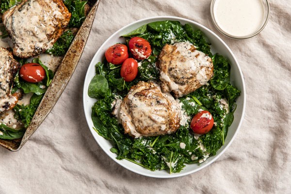 Image of Crispy Chicken Thighs with Alabama White Sauce