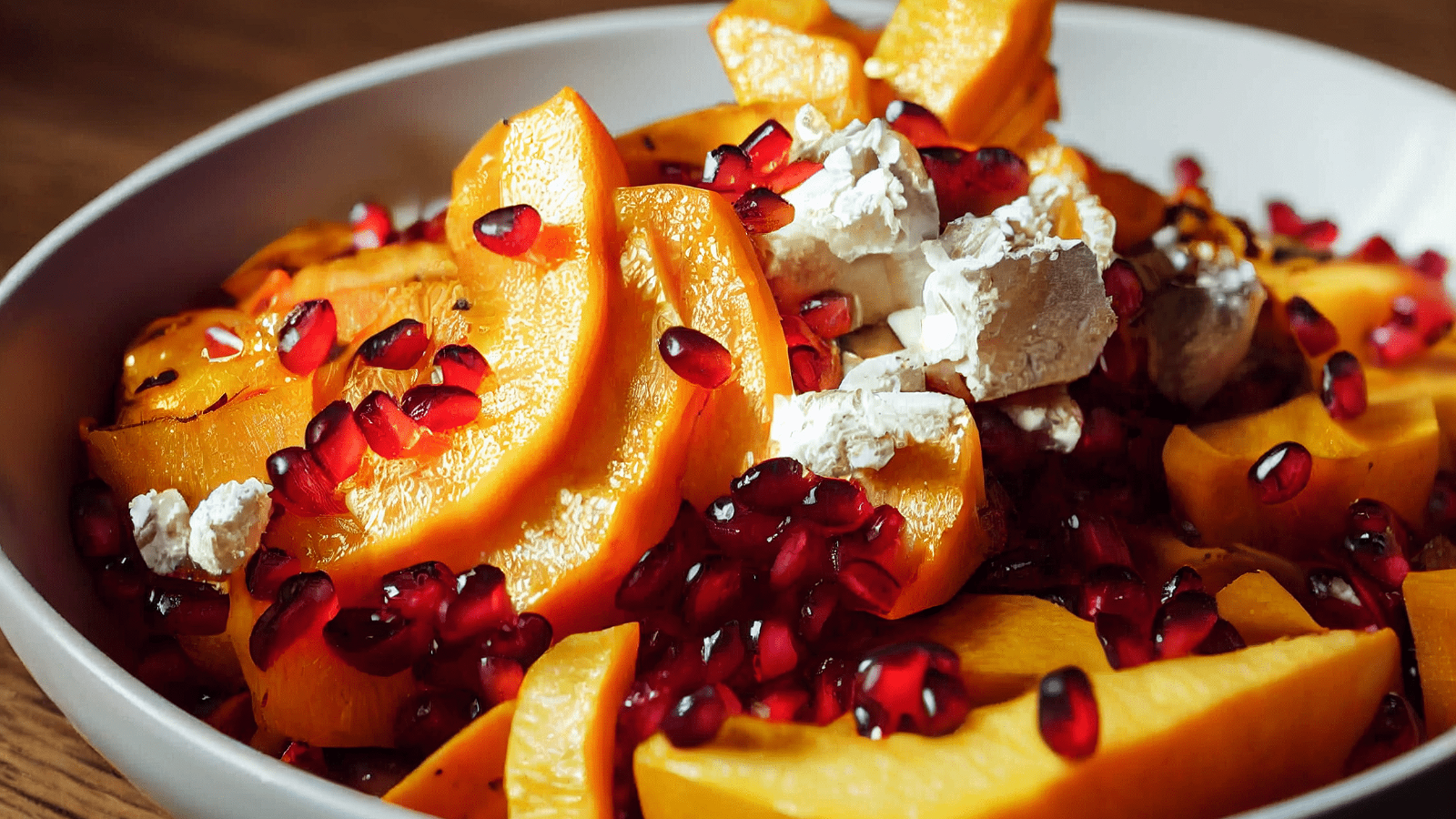 Image of Delicata Squash with Goat Cheese and Pomegranate Seeds