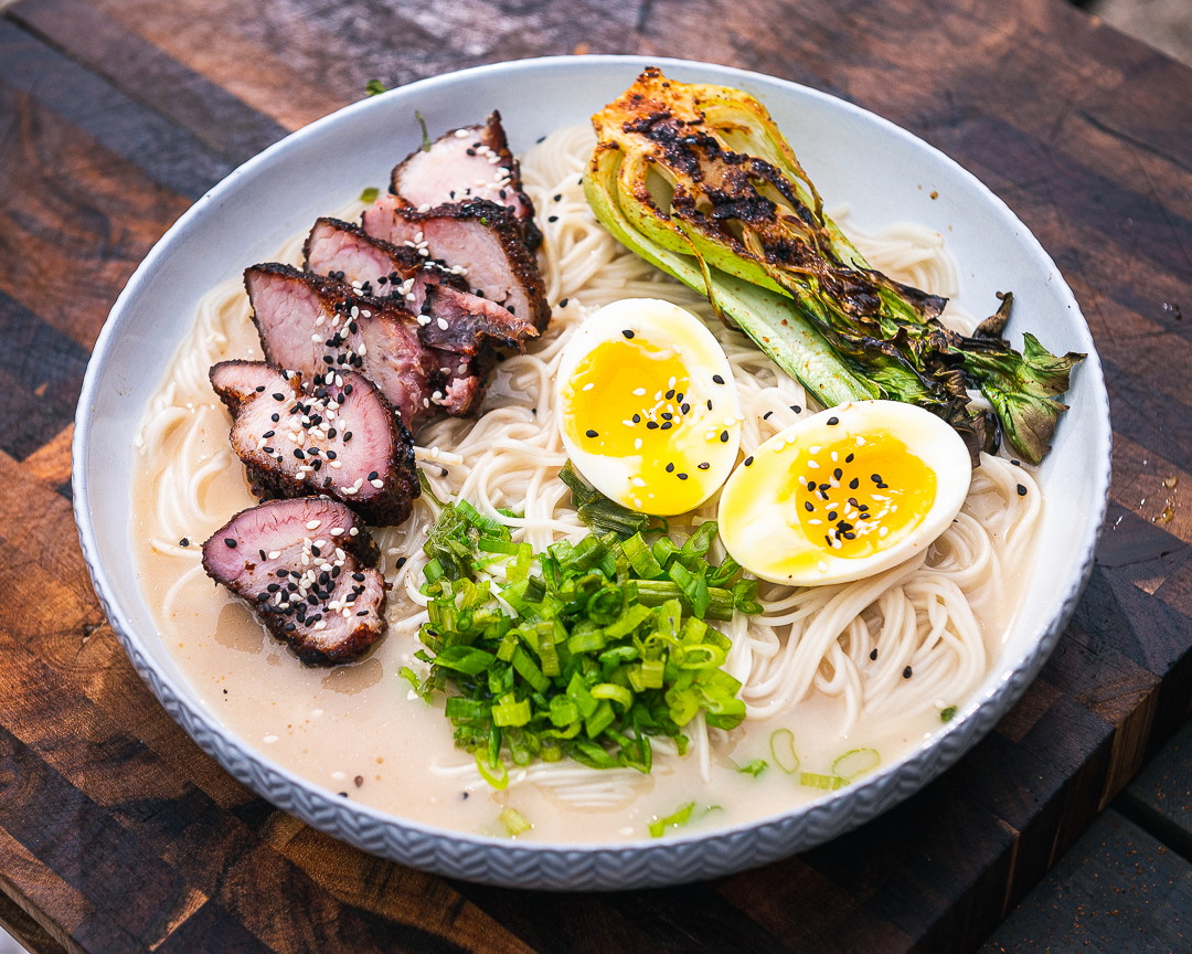 Pork Belly Ramen with Grilled Bok Choy
