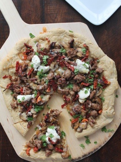 Image of Savory Sausage, Mushroom and Sun Dried Tomato Pizza