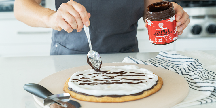 Image of Let set up for at least 5 minutes before adding the final chocolate sauce drizzle. 