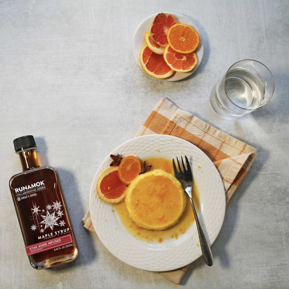 Orange Flan with Anise Maple Caramel