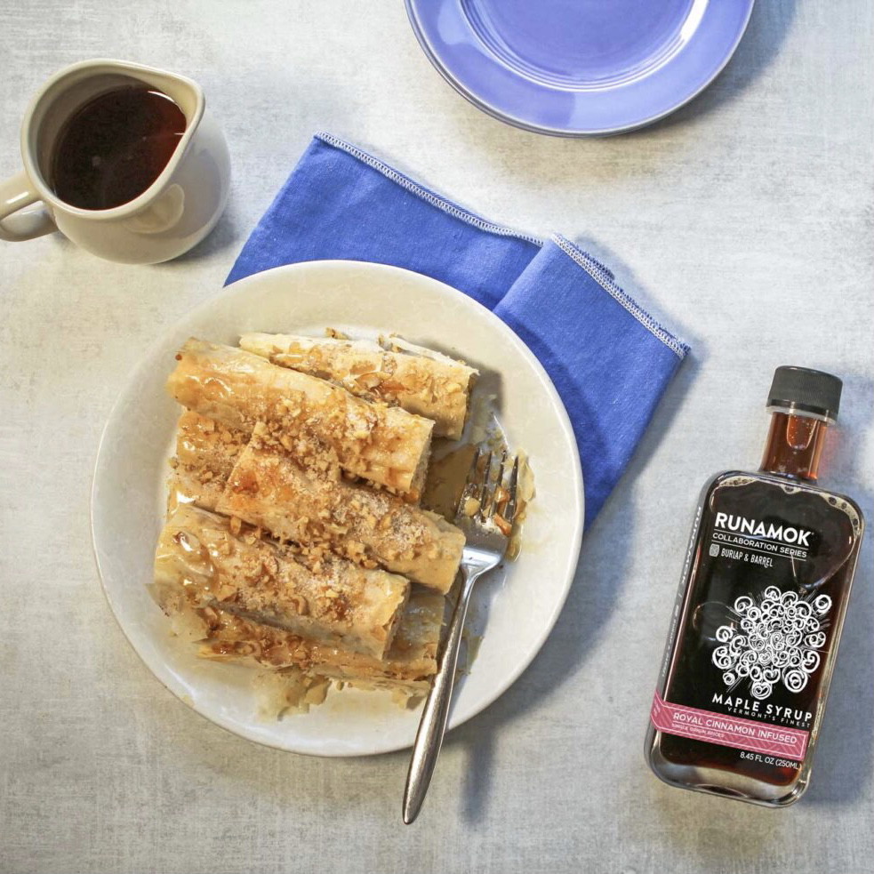 Filo Walnut Rollups with Royal Cinnamon Maple