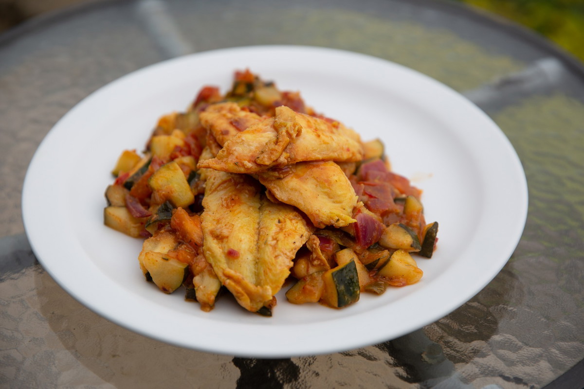 Sillylilli Smoked Basa Fillets with Warm Mediterranean Salad