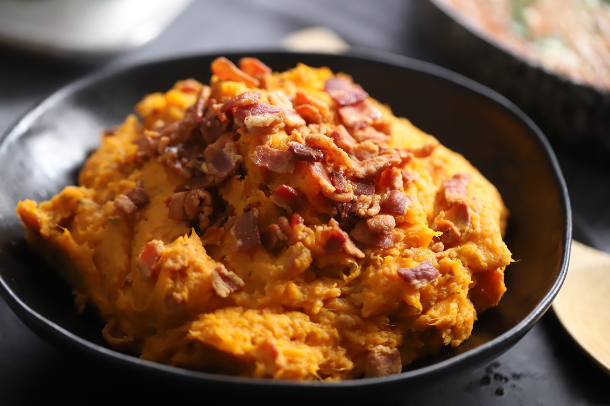 Smoked Sweet Potato and Bacon Mash