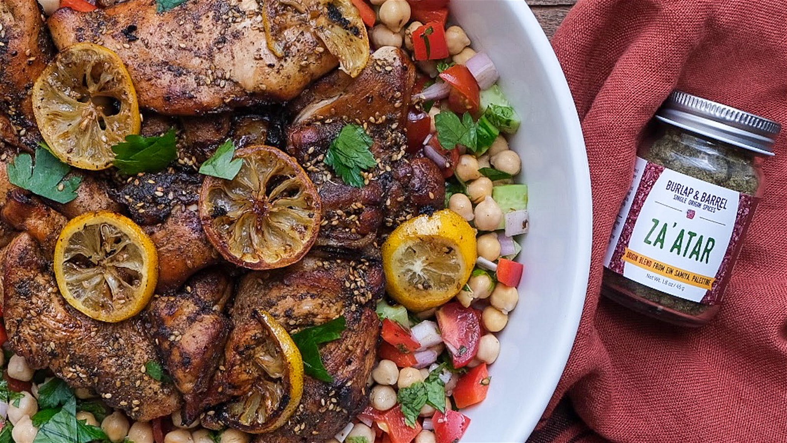 Image of Sheet Pan Balsamic Chicken with Za'atar Chickpea Salad