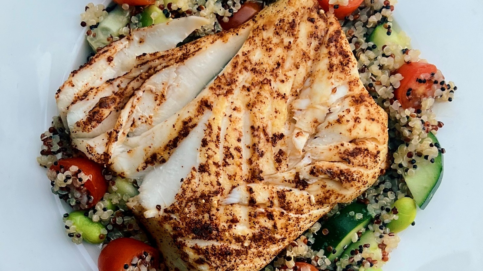 Image of Air Fried Halibut over Quinoa Salad