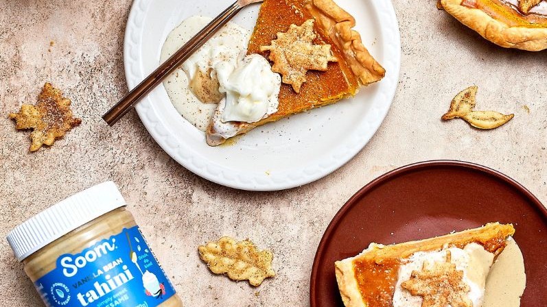 Image of Pumpkin Pie with Vanilla Bean Tahini Whipped Cream