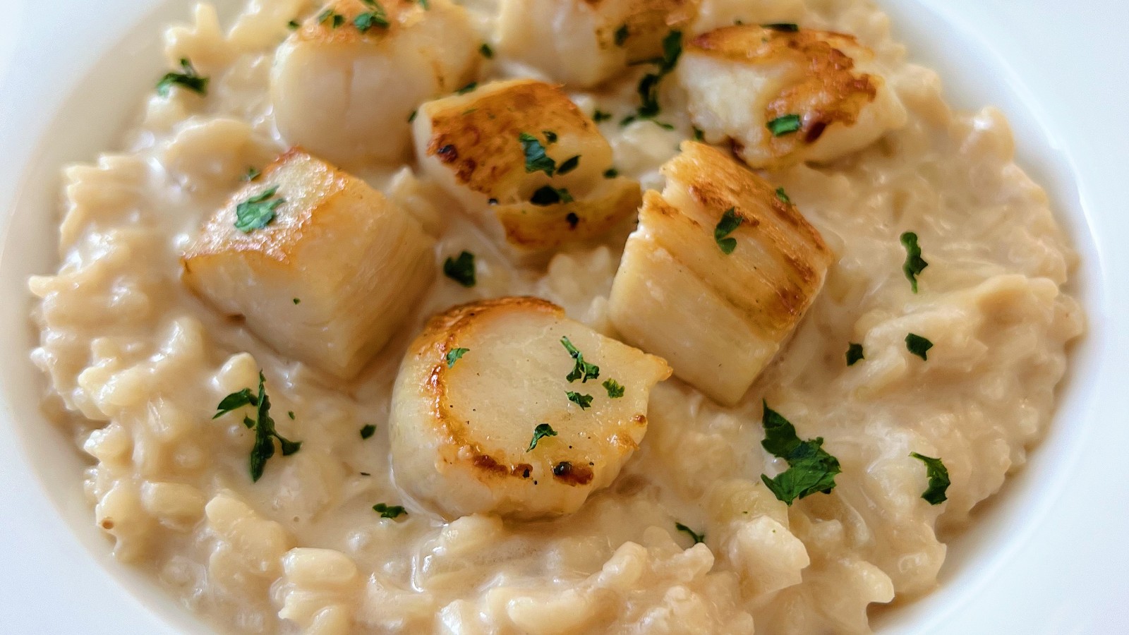 Image of Seared Scallops over Lemon Parmesan Risotto