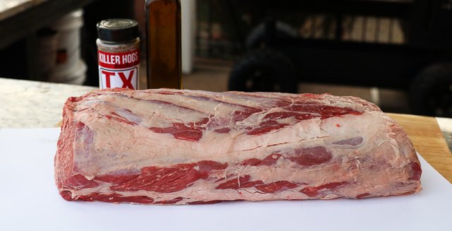 Image of Remove while ribeye roast from packaging and trim. (Remove excess...