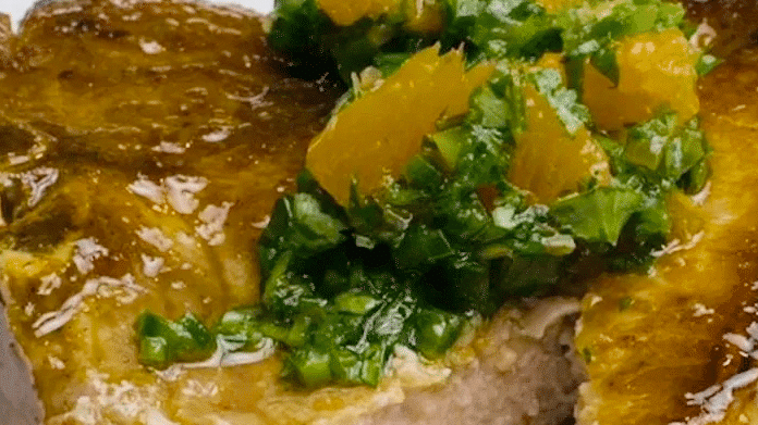 Image of Mombacho Café Pork Chops with Orange Jalapeño Salsa
