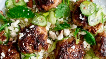 Image of Moroccan Chicken Meatballs with Parsley Sauce