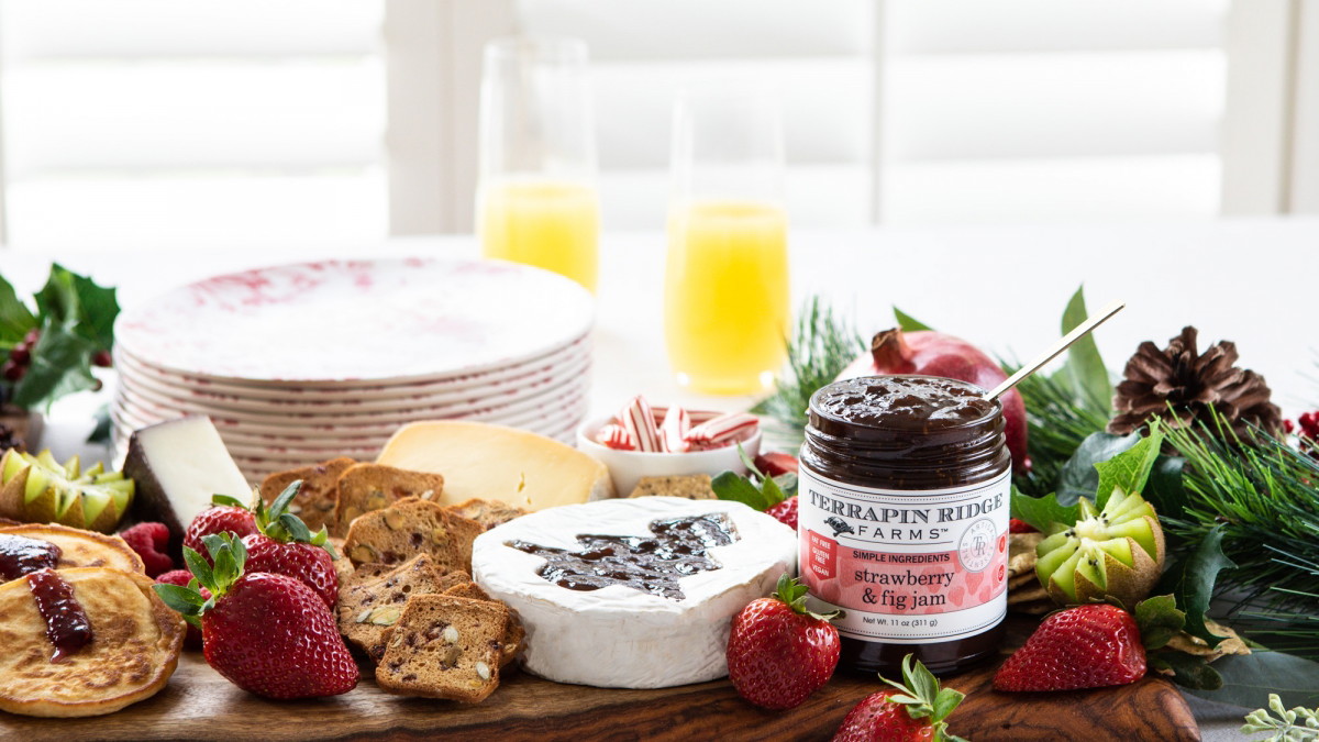 Image of Christmas Tree Brie with Strawberry and Fig Jam